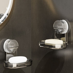 Luxuriöses transparentes Seifen kisten regal für die Wand montage Nicht perforiertes Kunststoff design für die Aufbewahrung von Haushalts reinigungs zubehör für Badezimmer - Product Image 1