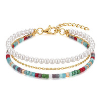 Bracelets empilables bohèmes multicolores en fausses perles, ensemble de bracelets perlés multicouches pour femmes, bijoux de fête et de festival, vente chaude