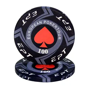 Hot Sale EPT Ceramic Poker Chip Texas Custom Professional Casino European Round Coins Supplier Poker Chips For Gambling Club