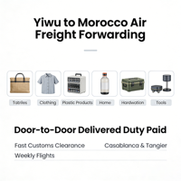 Transit aérien et express de Yiwu au Maroc : Service porte-à-porte de niveau A de la Chine vers Casablanca et Tanger avec un transit de 5 à 10 jours