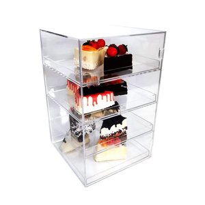 Xinkeda 3/4 Layers Clear Bakery Display Donut Display case Transparent PMMA Cake Case Acrylic Food Display Cabinet