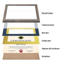 Cadre photo pour diplôme de fin d'études avec verre trempé et plusieurs passe-partout, cadres en bois pour certificats, style rustique brun vintage