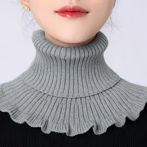 HZO-23082 Colares Destacáveis para Mulheres Ruffled Turtleneck Dickey Collar Inverno Mock Blusa Tartaruga Pescoço Falso Colar