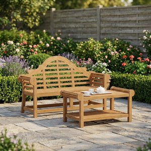 Ensemble de banc de jardin et table basse en teck massif de luxe - Mobilier de patio extérieur pour hôtel - Product Image 3