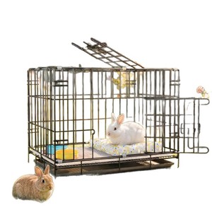 <b>Large</b> Indoor <b>Rabbit</b> <b>Cage</b> Steel Wire Rectangle Foldable Small Pet Bed for Dwarf <b>Rabbits</b> Home Use - Product Image 5