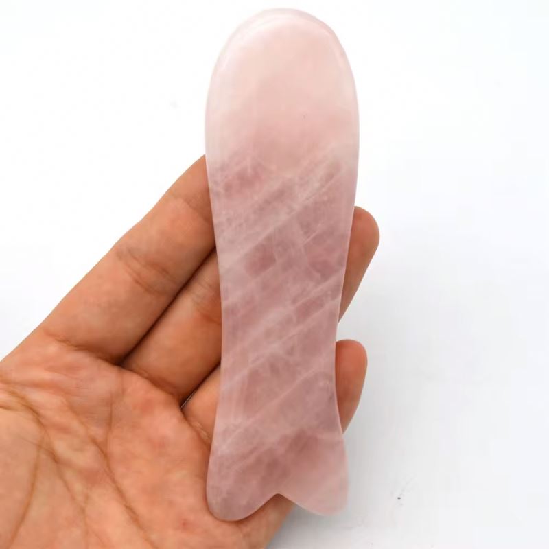 Natural Fish Shape Facial Care Appliances Facial Massage Transparent Rose Quartz Gua Sha Tools for Care Skin