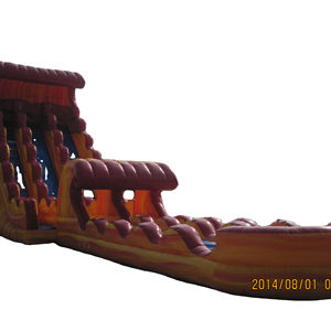 Tobogán acuático inflable con diseño de llamas para alquiler comercial en fiestas infantiles - Product Image 1