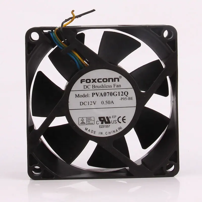 Foxconn 12V 24V DC12V 0.50A EC AC 70X70X25mm 7025 7CM 4-wire PWM High air volume CPU heat dissipation PVA070G12Q cooling fan