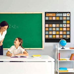 Boho 46+3 Pockets Calendar & Weather Pocket Chart Large 28.75"x24" <b>Black</b>, with 92 Cards, for Classroom, Home & School Learning - Product Image 4