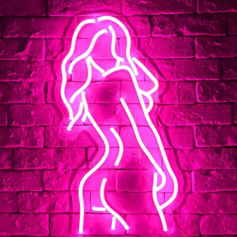 Led Flex Light Custom Bar Rgb Woman Sexy Board Personalized Sex girl Made Open Acrylic Neon Sign Lady back