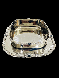 Assiette carrée en métal poli avec bols, design classique, passe au lave-vaisselle, vaisselle et assiettes pour mariage - Product Image 5