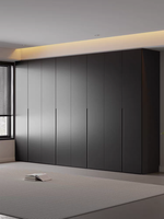 Armoire noire moderne sans poignées pour cuisine et chambre à coucher