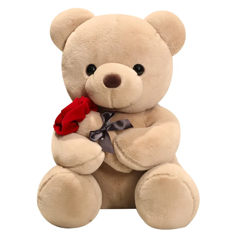 Wholesale Cute Rose Bear Best Valentines Day Gift Teddy Bear Hug Rose Flower Plush Toy