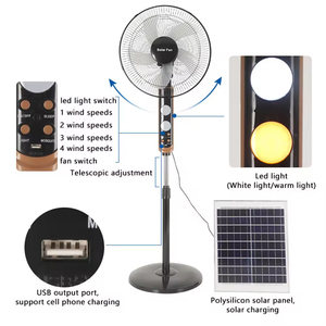 Solar Rechargeable Fan 16Inch Energy Efficient Standing AC DC Fans LED <b>Light</b> Solar <b>Panel</b> Single Wind Speed UP-FS-228 25W - Product Image 3