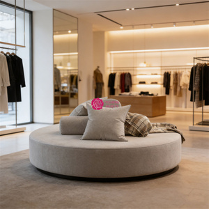 Sofá Redondo <span class=keywords><strong>de</strong></span> Terciopelo Borgoña para Vestíbulo <span class=keywords><strong>de</strong></span> Hotel, Galería <span class=keywords><strong>de</strong></span> Arte o Sala <span class=keywords><strong>de</strong></span> Exposiciones, Estilo Moderno y Minimalista <span class=keywords><strong>de</strong></span> Yicheng, en <span class=keywords><strong>Venta</strong></span> - Product Image 6