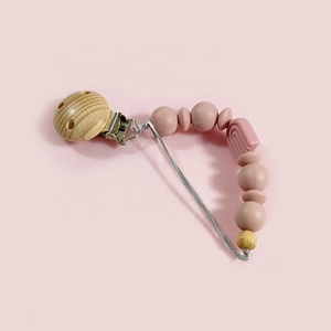 Chaîne de sucette en gros pour bébé, en silicone de qualité alimentaire, sans BPA, sans PVC, avec perles, support de sucette pour bébé facile à saisir - Product Image 1