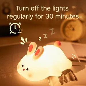 Banqcn Silicone Rabbit Night Light New Arrival Big Face Rabbit Dimmable Time Function Voice Control Night Light