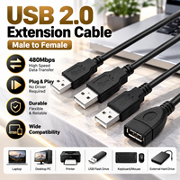 Kabel Ekstensi USB 2.0 Male to Female 480Mbps Kecepatan Tinggi USB a Extender Cord 1M hingga 10M untuk Komputer Printer