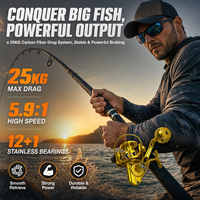Reel Spinning Air Laut Full Metal Seri YB 8000 CNC 12+1BB 5.9:1 25KG Carbon Drag Tahan Air untuk Memancing Lepas Pantai