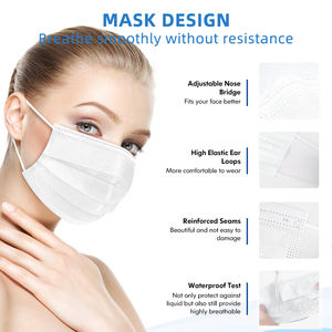 Masker Wajah sekali pakai <span class=keywords><strong>3</strong></span> lapis gaya Jepang klip hidung dapat disesuaikan kain bukan tenunan putih kain tertiup meleleh kapasitas tinggi - Product Image 2