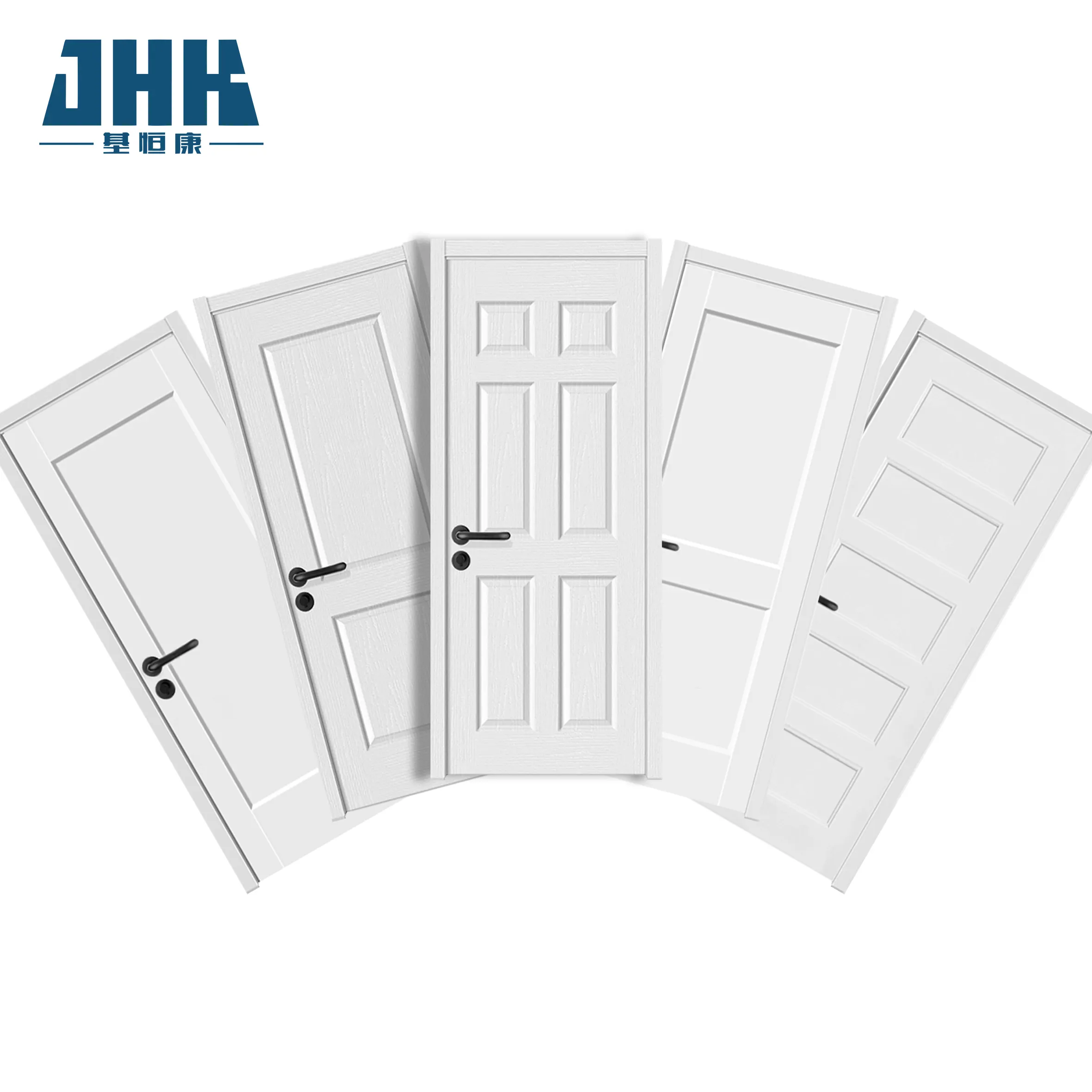 JHK simple molded panel mdf HDF wooden White Primer Hollow Core interior doors for projects and wholesale