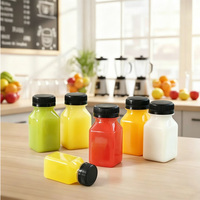 Vierkante transparante plastic fles voor melkthee en sap met lekvrij deksel, herbruikbaar voor fruittheewinkels en thuisgebruik