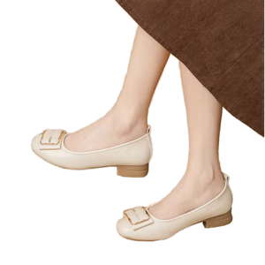 Nouvelles <span class=keywords><strong>ballerines</strong></span> décontractées pour le quotidien, automne 2025, style rétro français, bouche peu profonde, couleur <span class=keywords><strong>nude</strong></span>, dessus en PU, bride en X, à enfiler, respirantes, en cuir - Product Image 2