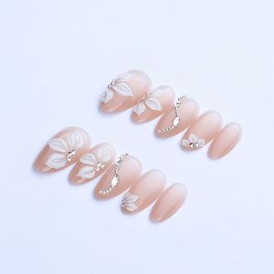 أظافر صناعية عالية الجودة وشائعة، 10 قطع/عبوة، تصميم جديد، أظافر قصيرة بشكل اللوز للبيع بالجملة، مقاسات XS، S، <span class=keywords><strong>M</strong></span> - Product Image 4