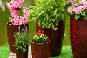 Set di 4 Vasi da Fiori in Ceramica Smaltata, Grandi, Moderni e Classici, per Interni/Esterni, con Fori di Drenaggio - Vendita all'Ingrosso - Product Image 2