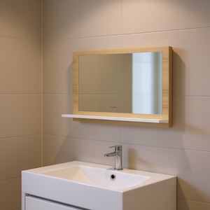 Miroir mural rectangulaire Sonka 60+ pouces en bois d'ingénierie chêne Sonoma pour salle de bain - Product Image 2