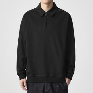 Sweat-shirt pour homme en coton 100% Terry, coupe ample, uni, avec demi-zip, imprimé en sérigraphie, logo personnalisé, style décontracté pour l'hiver - Product Image 1