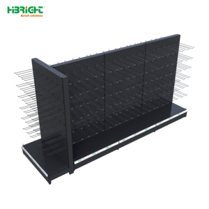 Wood Grain Supermarket <b>Shelf</b> Gondola Rack Metal Retail Display Shelving with <b>Wire</b> Mesh Side Panels - Product Image 6