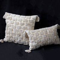 Housse de coussin décorative en coton tissé 3D à rayures carrées de style bohème Innermor pour la maison, l'hôtel, l'hôpital