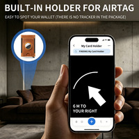 Dompet Kartu Otomatis Berbahan Aluminium dan Kulit Asli Crazy Horse Full Grain dengan Tempat untuk Airtag