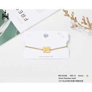 Bracciale con ciondolo a forma di lettera Y Z:Y 12x14 cm in acciaio inossidabile placcato oro, gioiello alla moda per donna - Product Image 1