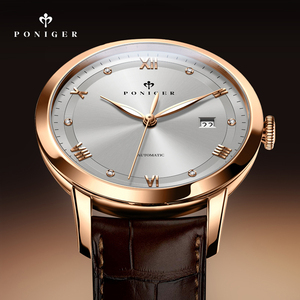 PONIGER – montre mécanique automatique avec strass pour hommes, marque de luxe suisse, étanche, aiguilles lumineuses, cristal saphir P917 - Product Image 4