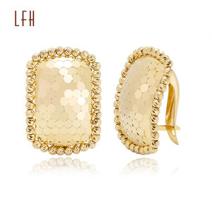 Pendientes de Aro Cuadrados Simples de Metal Dorado de 18k para Mujer, Pendientes Cuadrados Minimalistas, Joyería, Pendientes Cuadrados de Textura Irregular de Metal - Product Image 1