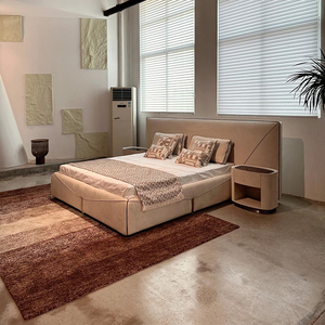 Lit KMJ en cuir givré de luxe italien, grand format, 1,8 m, pour chambre principale, mobilier haut de gamme pour villa - Product Image 4