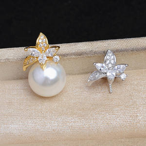 Accesorio para Joyería de Perlas, Colgante de Flor Plateada, Base Vacía 10-11, Moda JG5943, Producto Semi-Acabado, Pendientes Finos - Product Image 1