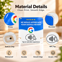 Plaque d'avis NFC en acrylique imprimée avec code QR, support adhésif, carte de membre, mini-étiquette, affichage des commentaires clients pour hôtels et magasins