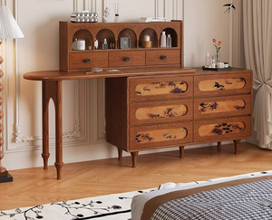 Bàn trang điểm với gương và đèn, bàn trang điểm lớn với bàn trang điểm phòng ngủ bằng kính với ngăn kéo và kệ - Product Image 6