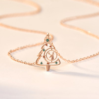 Elk arbre de Noël 925 argent Sterling unisexe clavicule haute qualité Zircon Vintage lien transfrontalier Ins vent perle charme femme