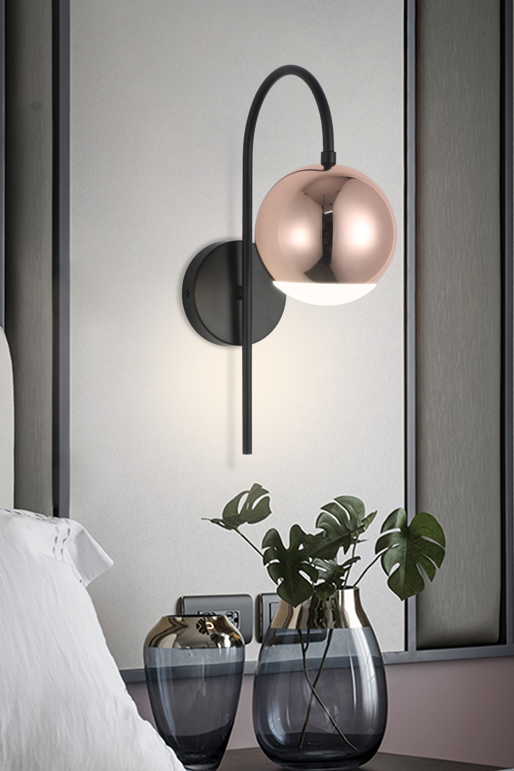 Wholesale Nordic Minimalism Wall Lamp Modern Decorative Rose Gold Ball Wall Lighting Led  Indoor Bed Side Living Room