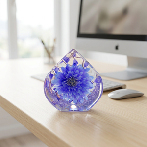 Cuore di ghiaccio scolpito a forma di fiore, con margherite e rose vere incapsulate in resina – Regalo creativo ideale per amici e famiglie - Product Image 1