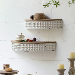 Originalité Nouveau design Style européen Vieux dessus en bois et support de fer Décorations ménagères <span class=keywords><strong>Étagère</strong></span> <span class=keywords><strong>murale</strong></span> suspendue - Product Image 4