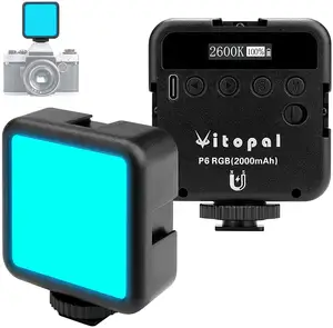 Vitopal P6 RGB תאורת צילום 2000mAh 2500-9000k 360 תואר CRI98 מיני מצלמה וידאו אור פנל אור עבור Vlog חי