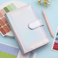 Ensemble de planificateur de budget en cuir PU holographique laser A6 avec enveloppes pour argent, carnet de notes rechargeable pour économiser de l'argent, organisateur