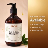 Huile de massage anti-cellulite FDOB 500ml, huile naturelle raffermissante et tonifiante pour le corps avec vitamine E - Marque privée OEM