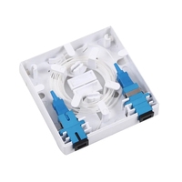 Caja de pared mini ABS tipo 86 de 2 puertos, terminal de fibra de 2 núcleos, adaptador SC UPC, placa frontal de caja de rozeta