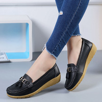 Chaussures de Printemps Maman, Mocassins Plats pour Femmes en Cuir Véritable, Semelle Souple, Grandes Tailles, Export Transfrontalier